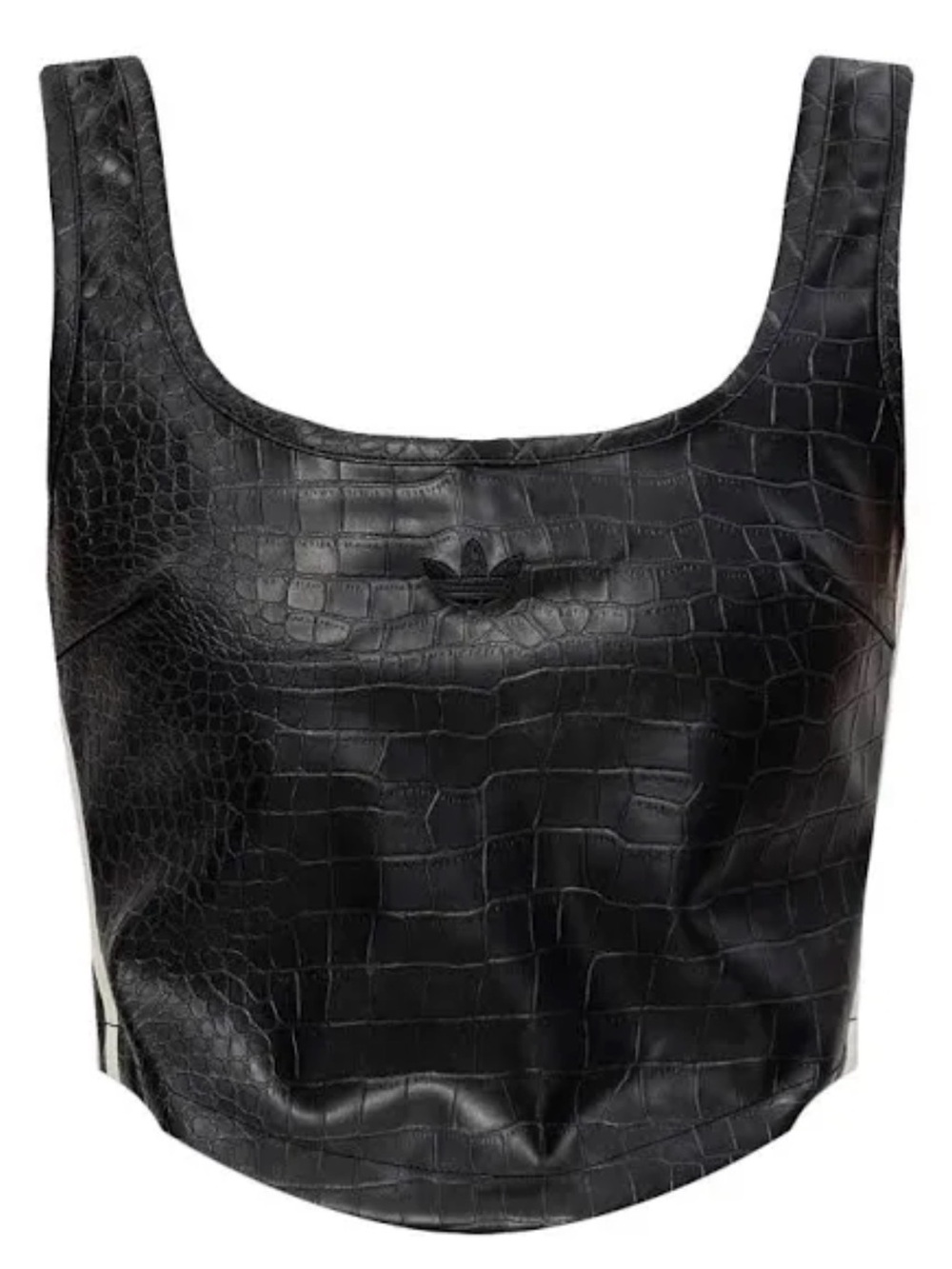 adidas Black Croc-Embossed Faux Leather Tank - size 8